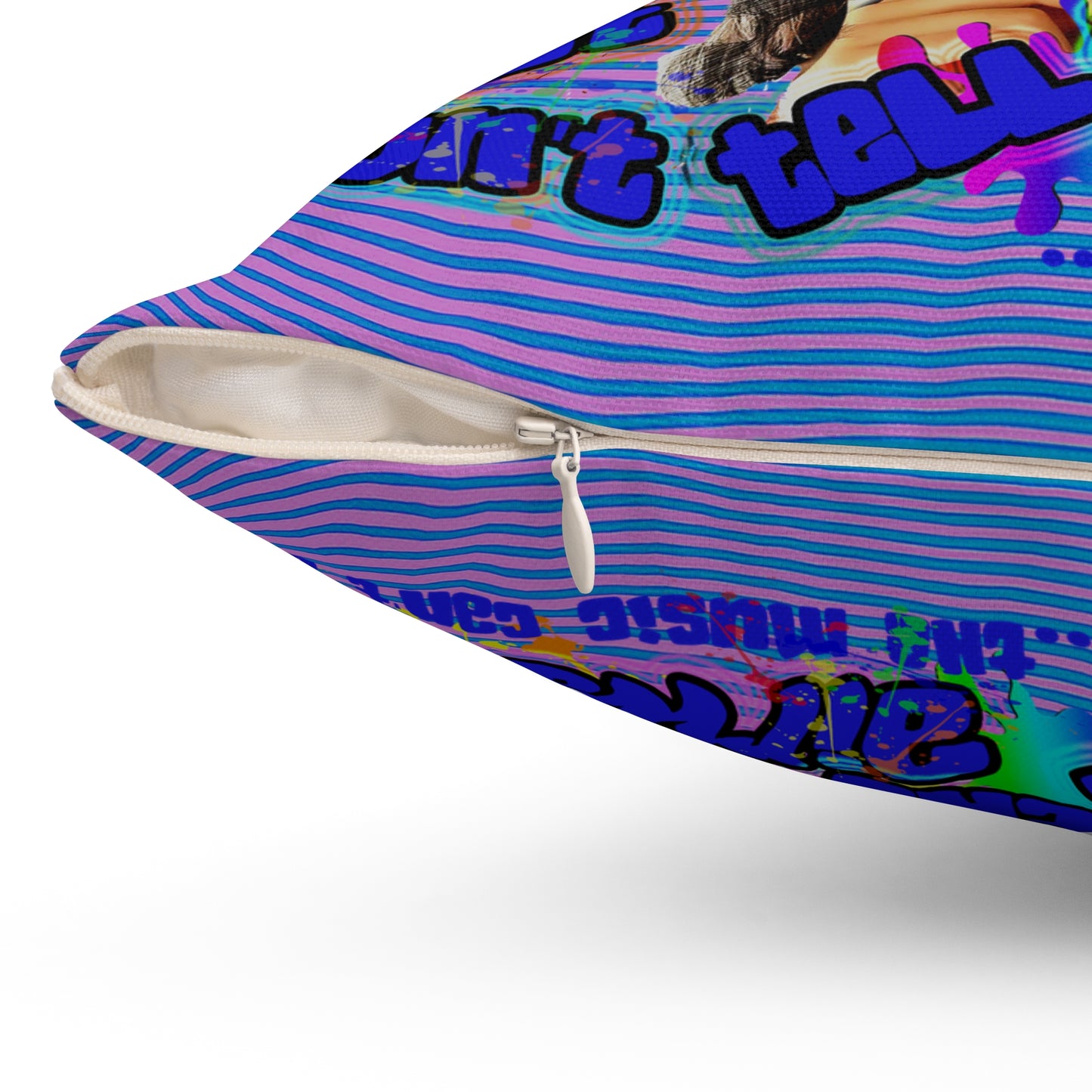 drop the beat - Spun Polyester Square Pillow - (light blue-purple wave)