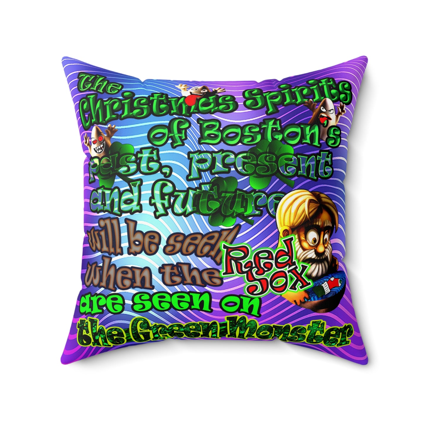 christmas spirits of boston - Faux Suede Square Pillow - (purple wave)