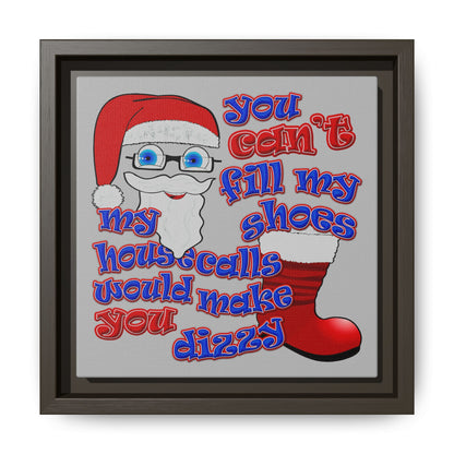 santa's shoes - framed canvas art (light grey)