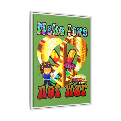 love peace - framed canvas art (green)