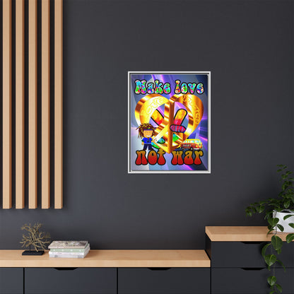 love peace - framed canvas art (grey-pink wave)