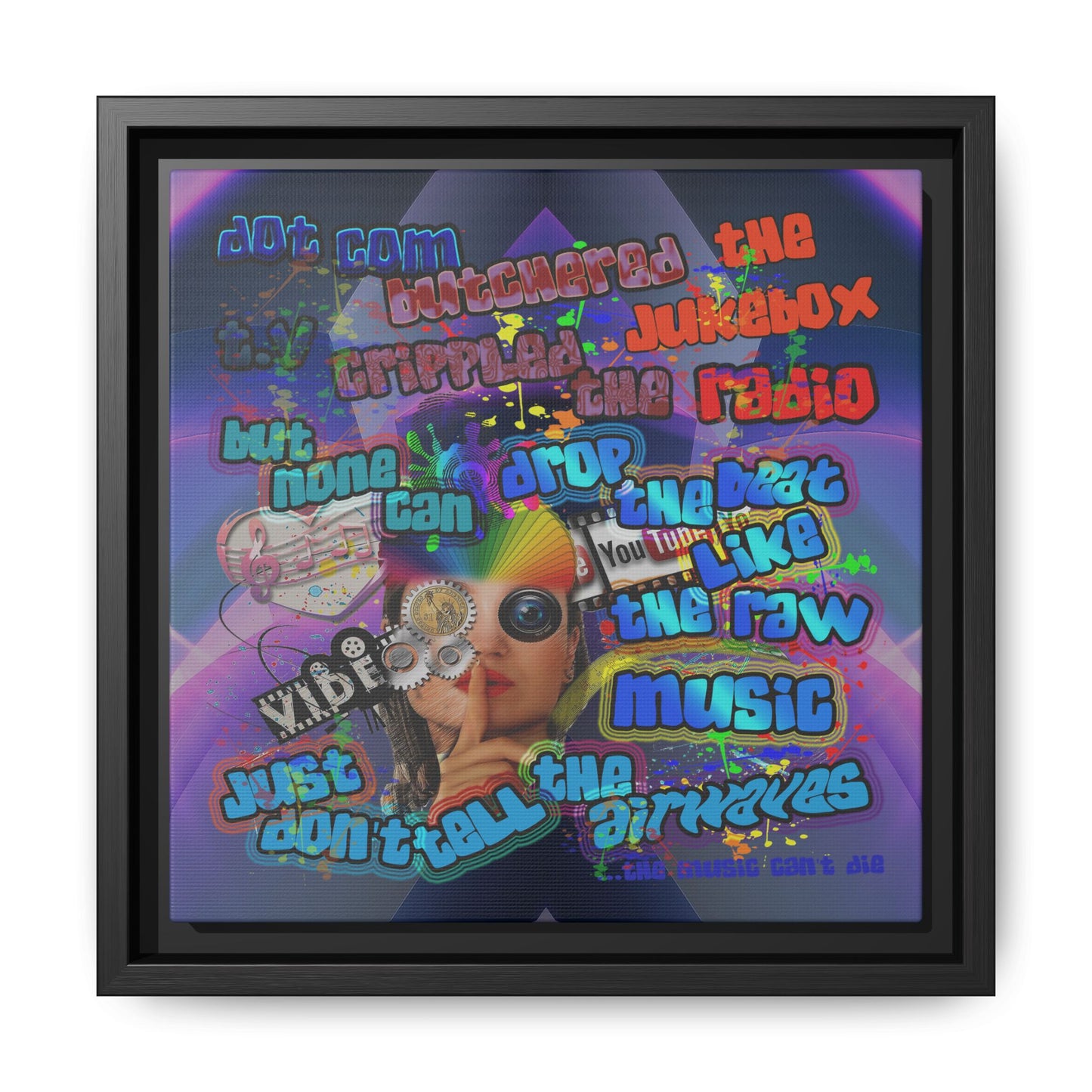 drop the beat - framed canvas art (grey-pink wave)