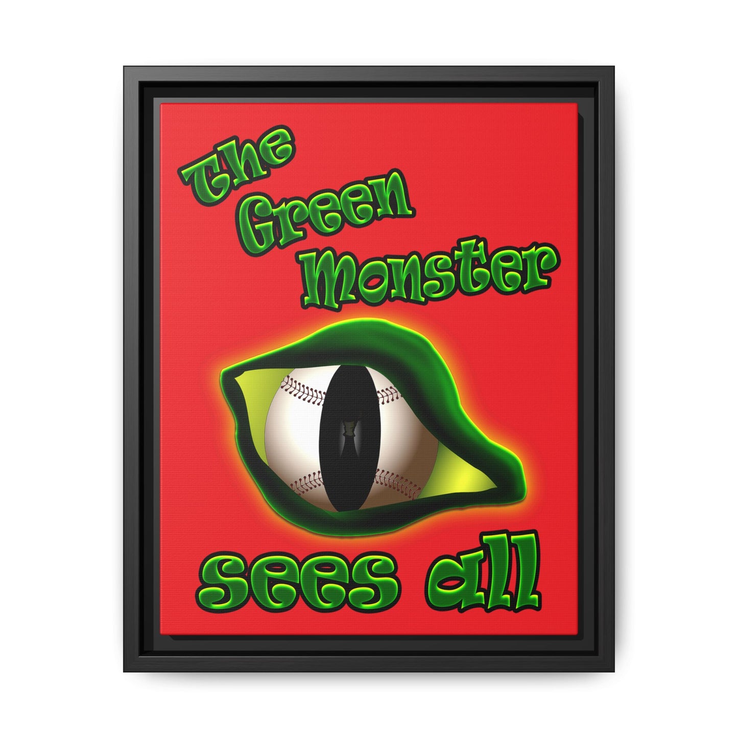 green monster - framed canvas art (red)