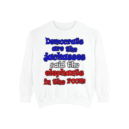 donkeys and elephants - Unisex Garment-Dyed Sweatshirt