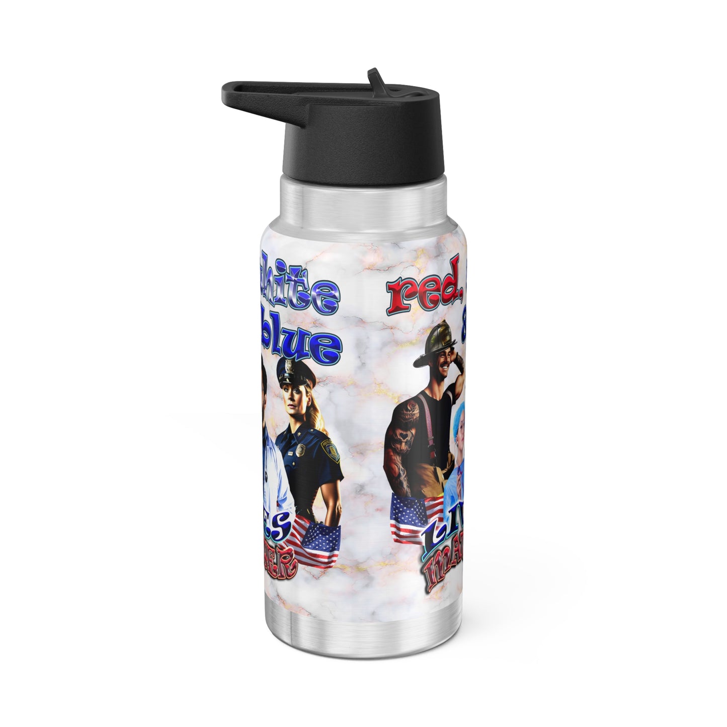 rw&b lives matter - Gator Tumbler, 32oz  (white marble)
