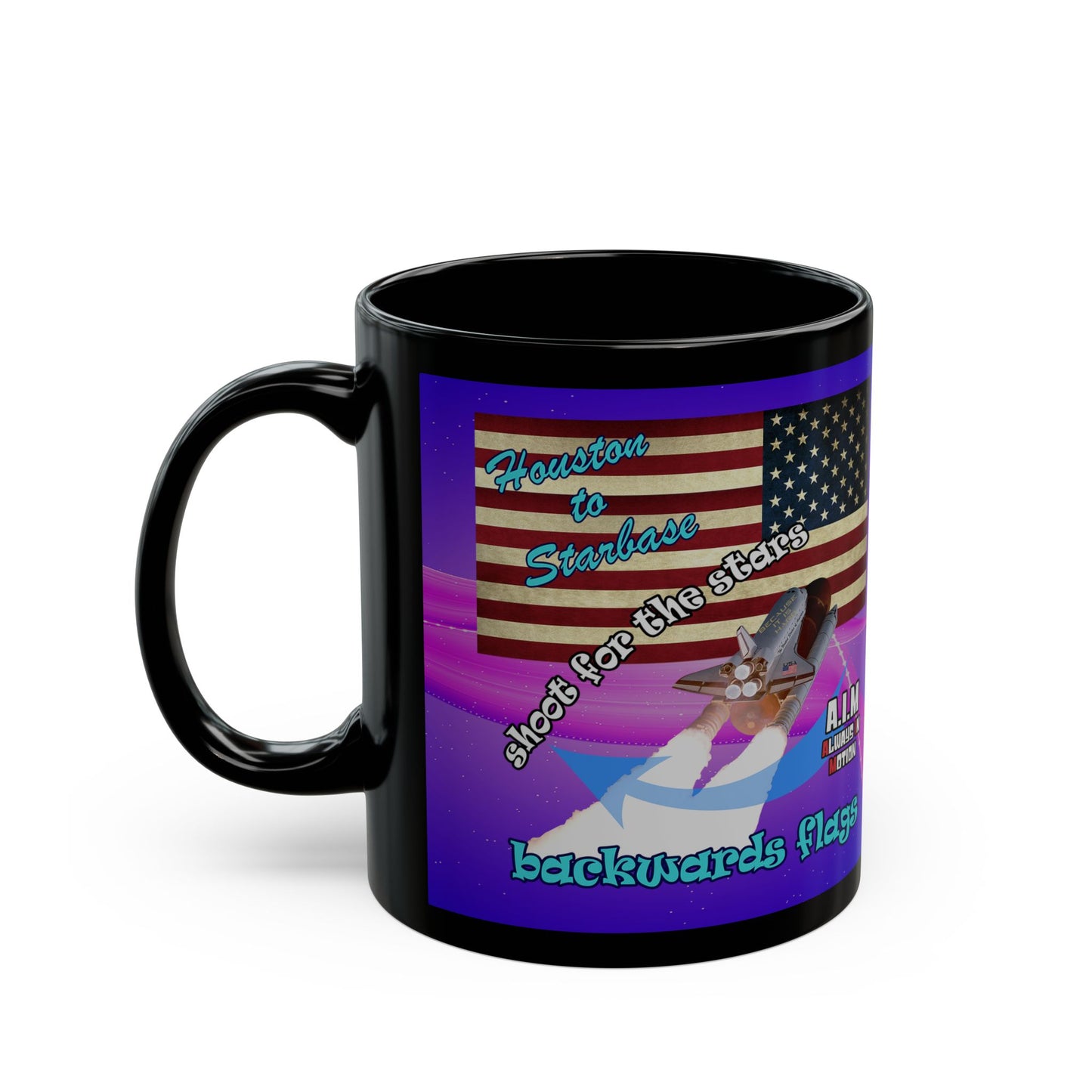 shoot for the stars - Black Mug (purple-pink wave)