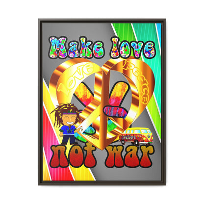 love peace - framed canvas art (rainbow split)