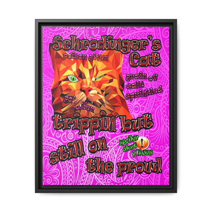 schrodinger's cat - framed canvas art (pink swirl)