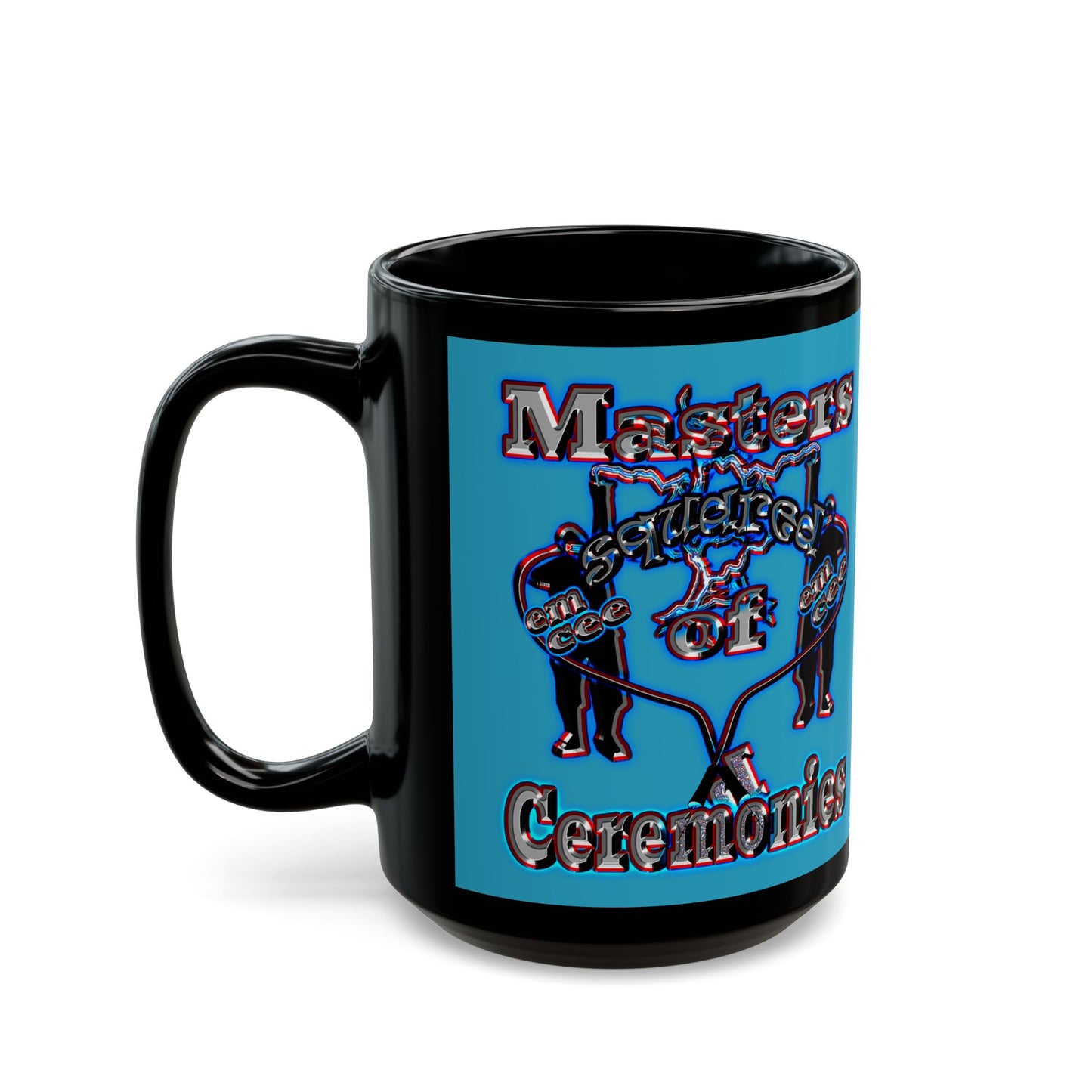 em cee squared - Black Mug (turquoise)