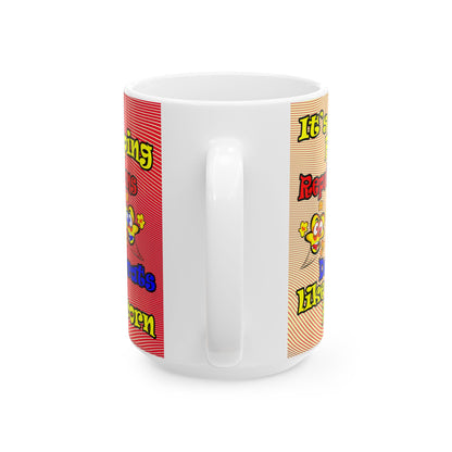 popping like popcorn - White Mug (yellow-orange wave)