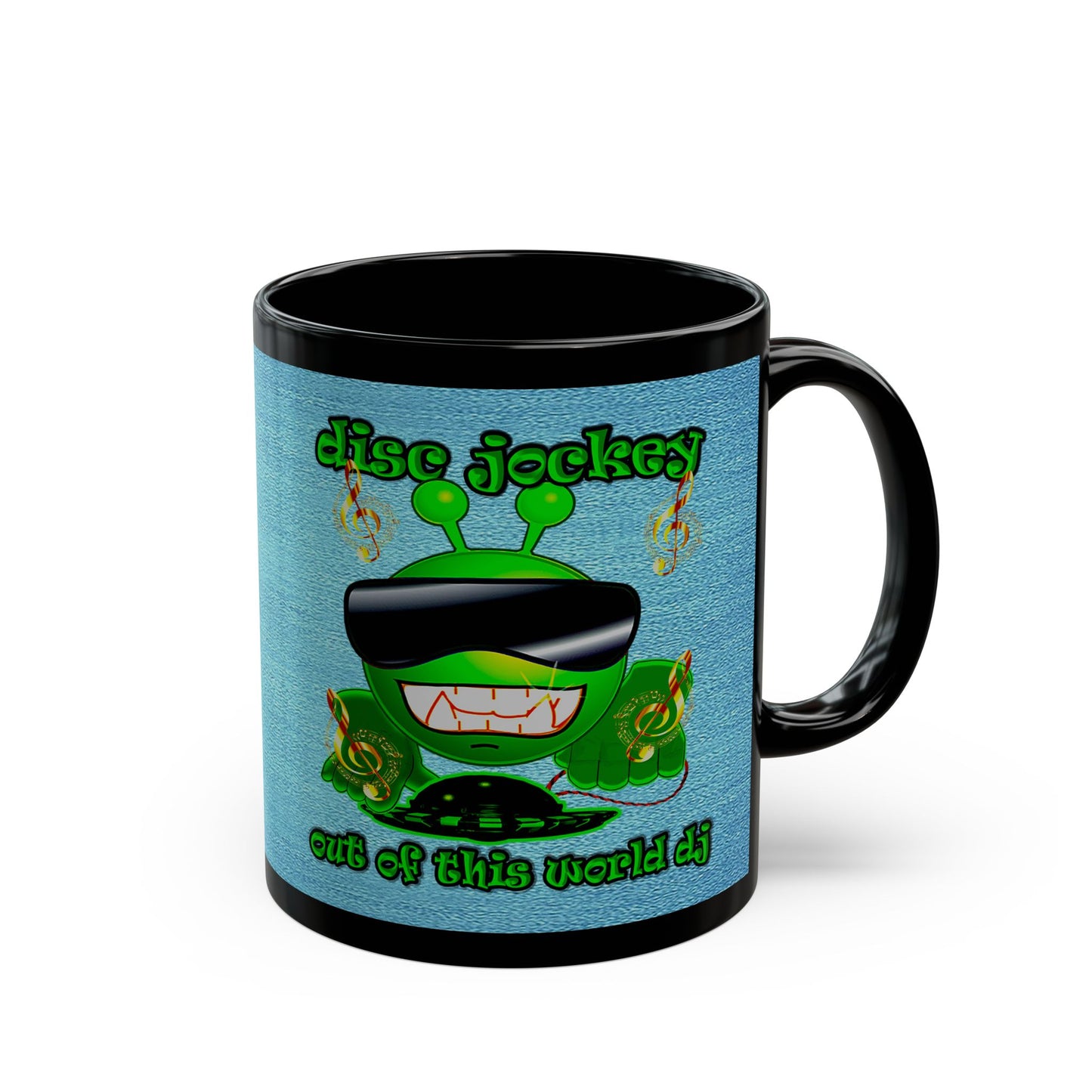 disc jockey - Black Mug (faded dark blue)