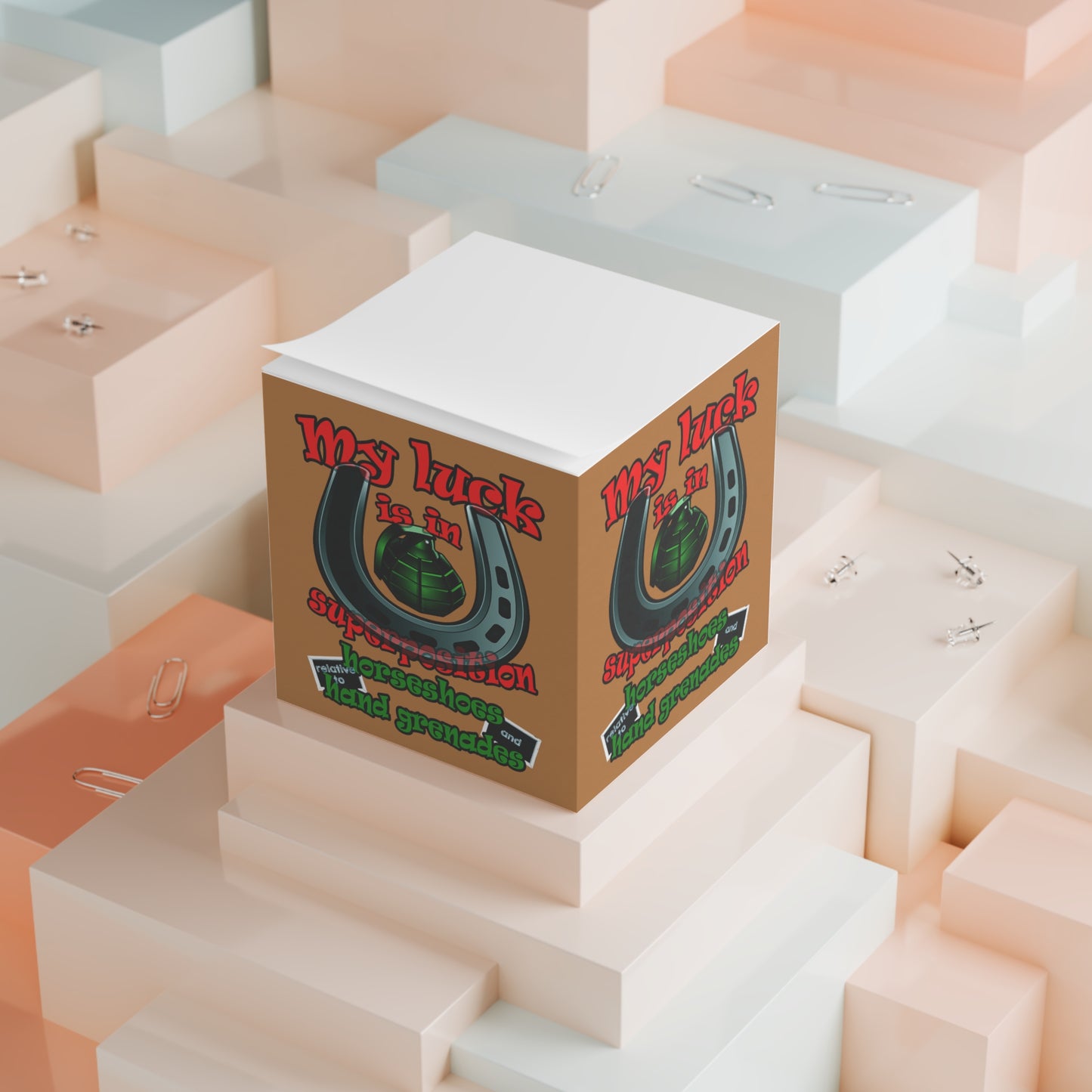 my luck - note cube (light brown)