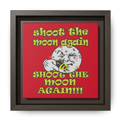 shoot the moon again - framed canvas art (dark red)