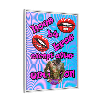hoes b4 bros - framed canvas art (light blue-purple wave)