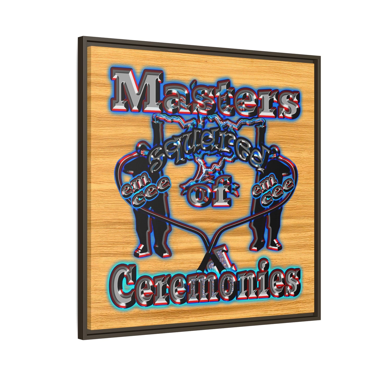 em cee squared - framed canvas art (butterscotch wood finish)