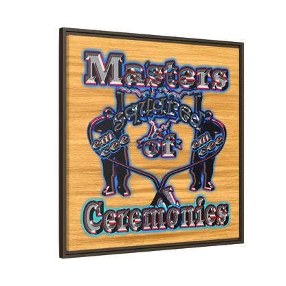 em cee squared - framed canvas art (butterscotch wood finish)