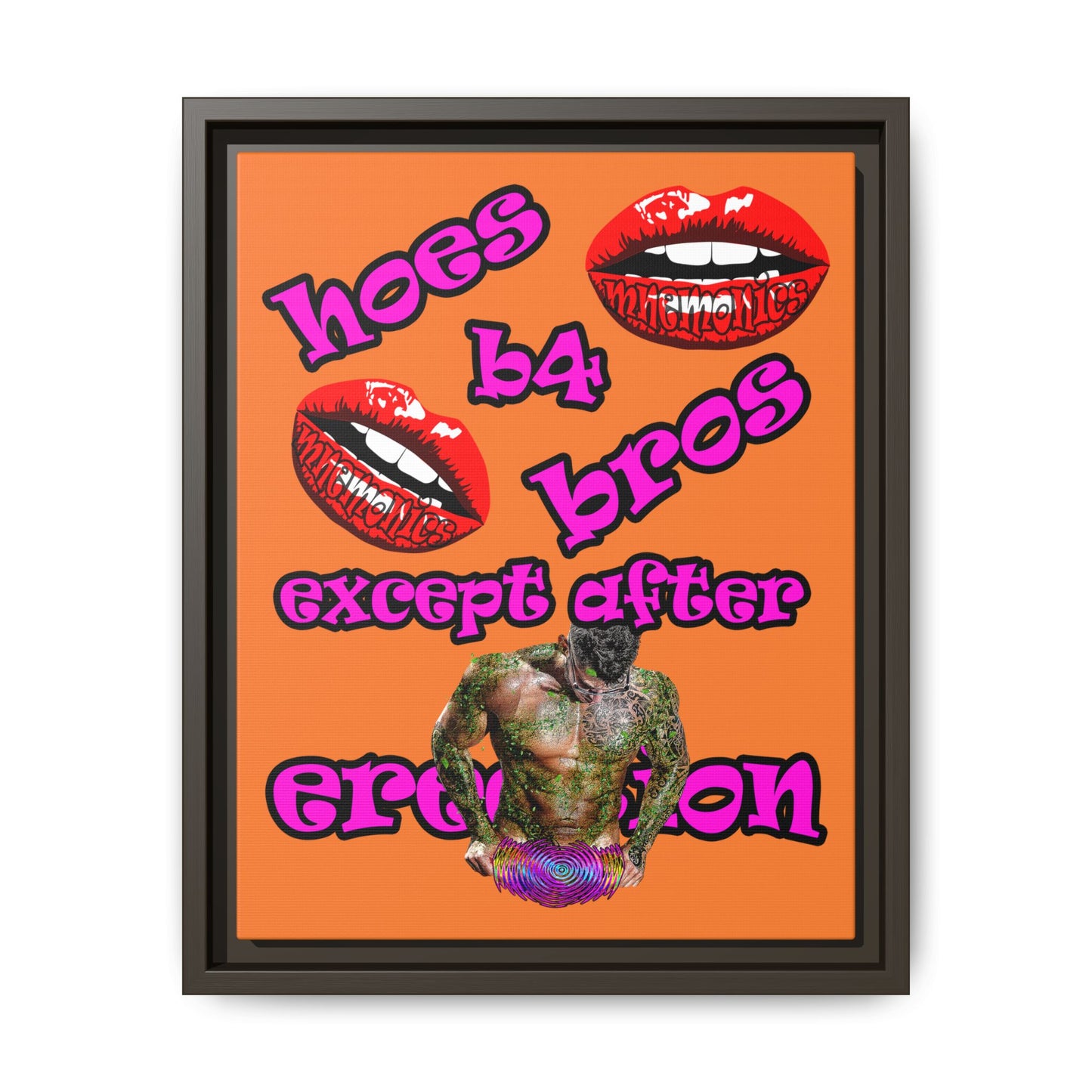 hoes b4 bros - framed canvas art (crusta)