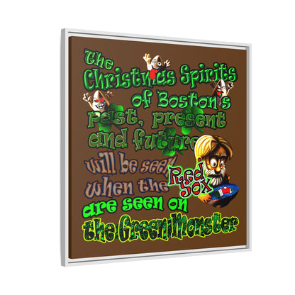 christmas spirits of boston - framed canvas art (brown)