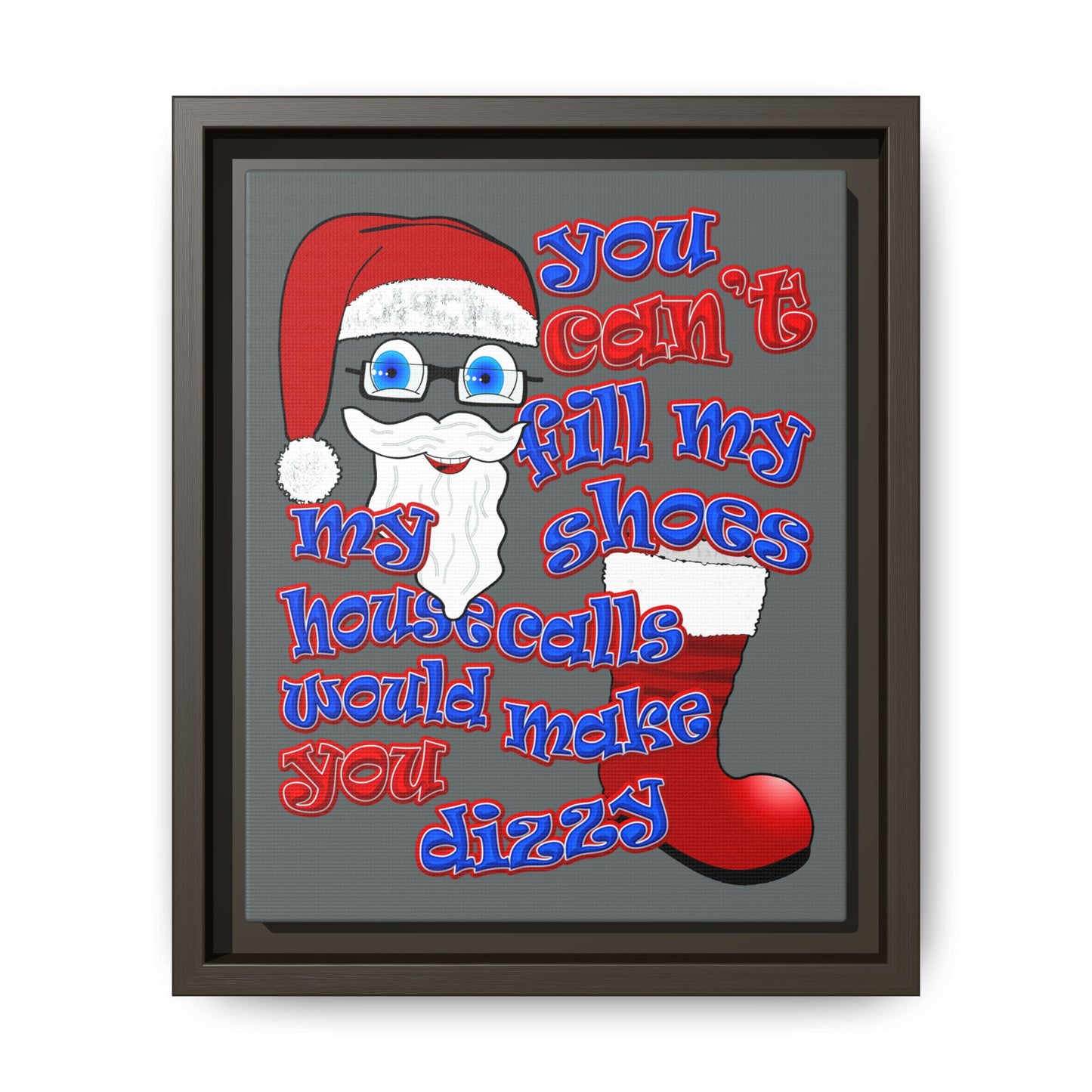 santa's shoes - framed canvas art (dark grey)