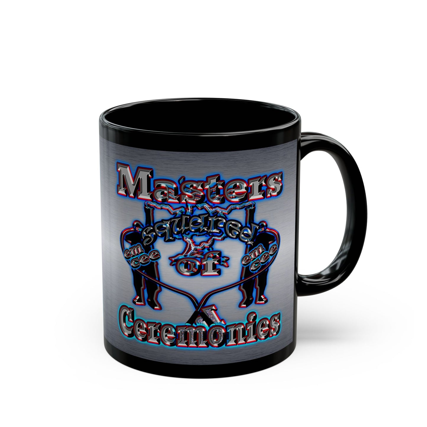 em cee squared - Black Mug (brushed nickel)