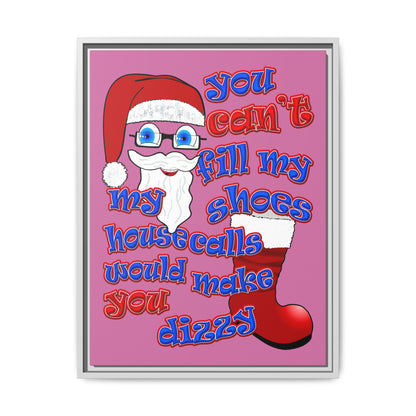 santa's shoes - framed canvas art (light pink)