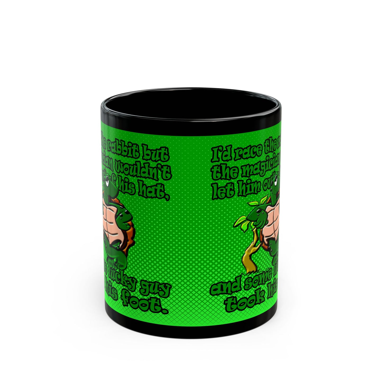 turtle race - Black Mug (logo green)