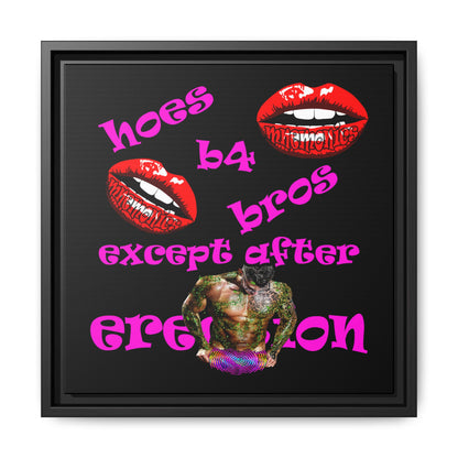 hoes b4 bros - framed canvas art (black)