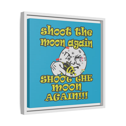 shoot the moon again - framed canvas art (turquoise)