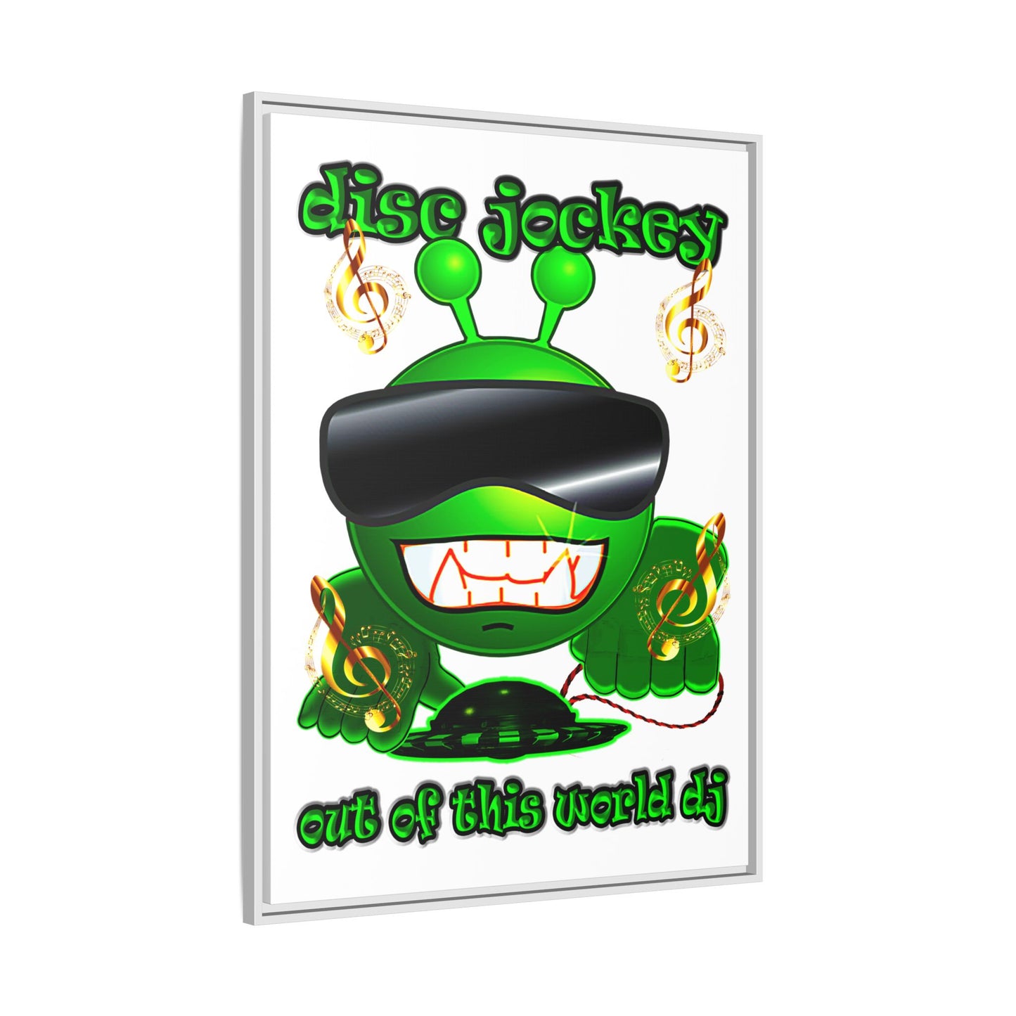 disc jockey - framed canvas art (white)