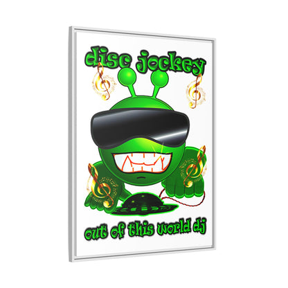 disc jockey - framed canvas art (white)