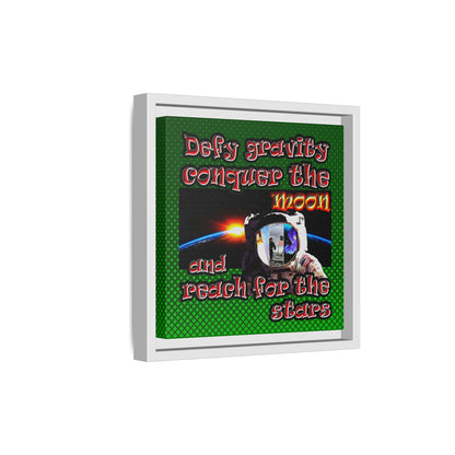 defy conquer reach - framed canvas art (logo green)