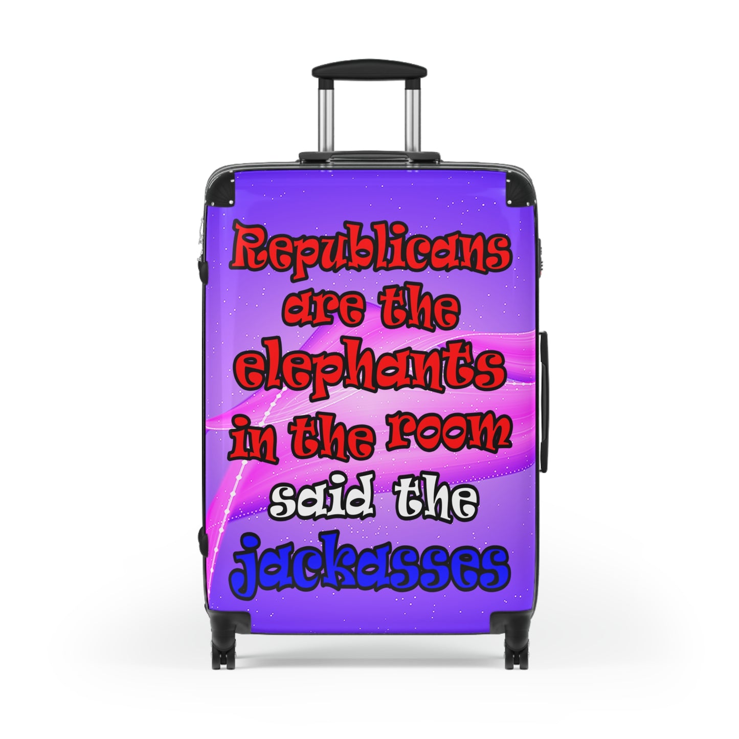 donkeys and elephants - Suitcase (purple-pink wave)