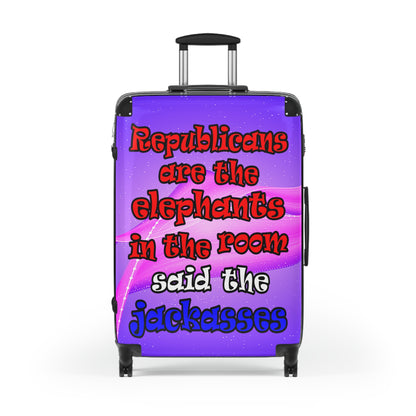 donkeys and elephants - Suitcase (purple-pink wave)