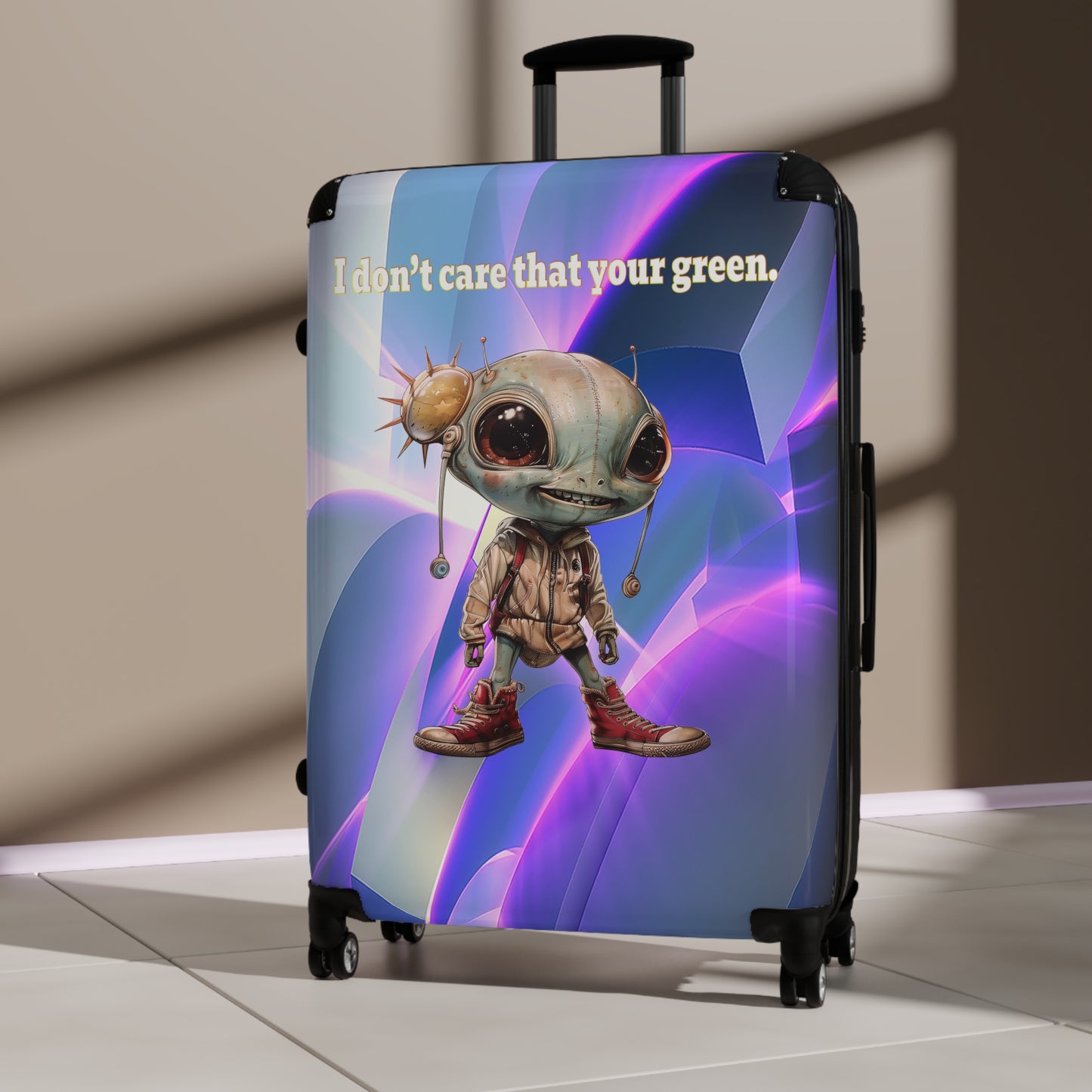 I don't care that your green - Suitcase (grey-pink wave)
