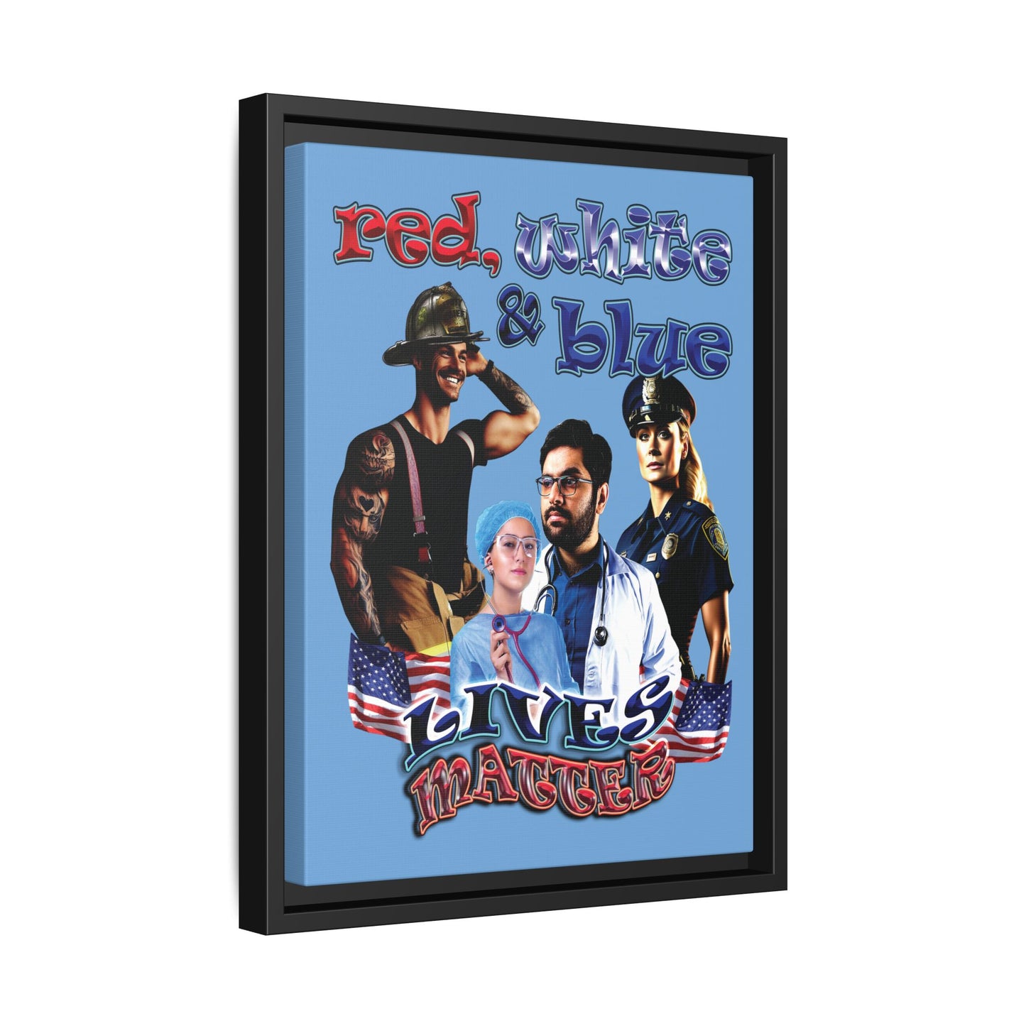 rw&b lives matter - framed canvas art (light blue)