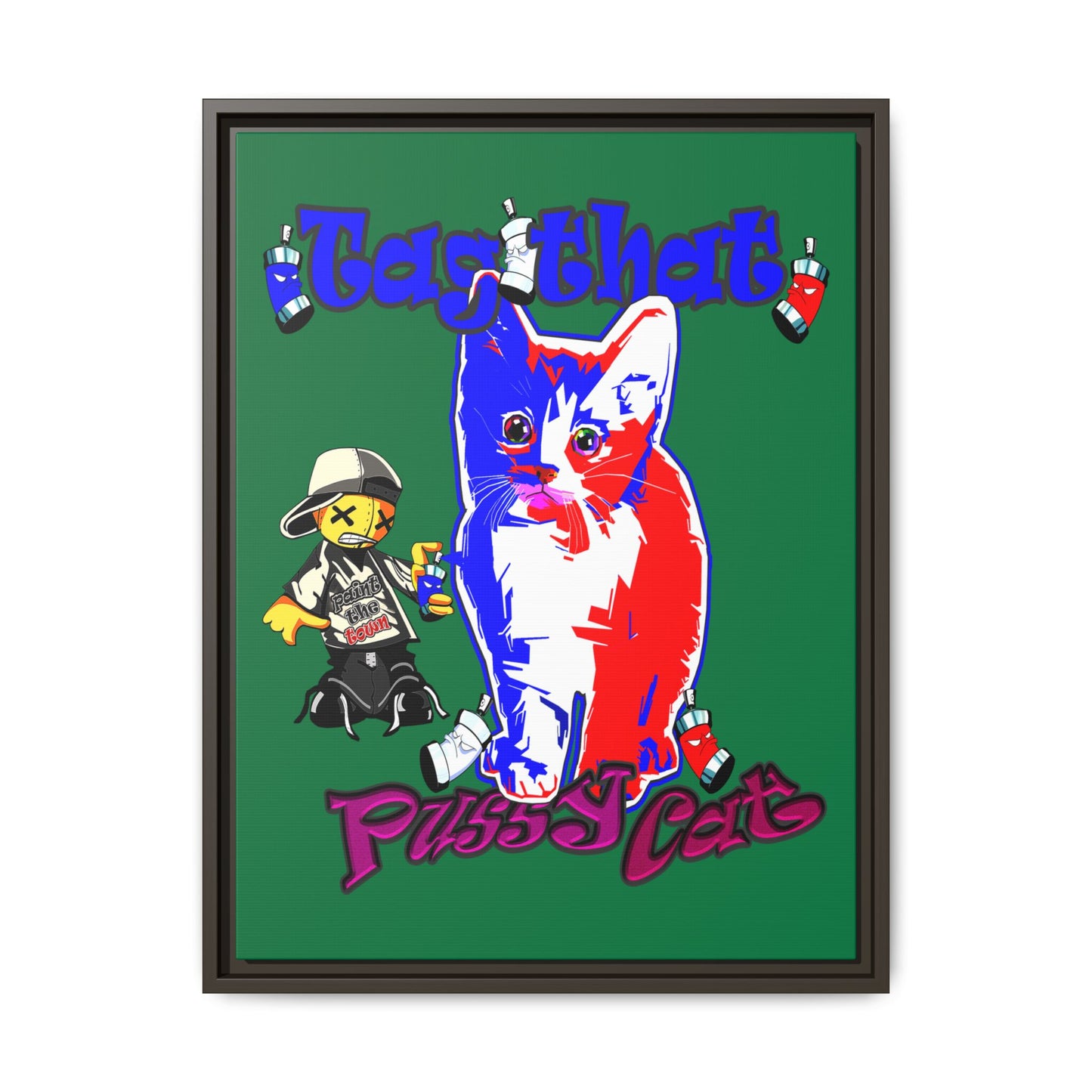 tag that - framed canvas art (dark green)