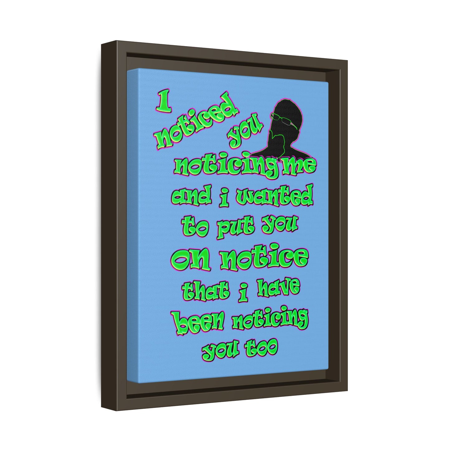 noticed you noticing - framed canvas art (light blue)
