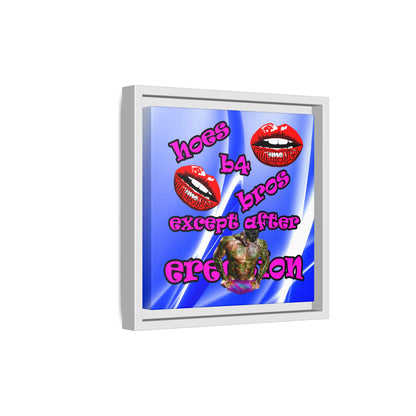 hoes b4 bros - framed canvas art (blue-white wave)