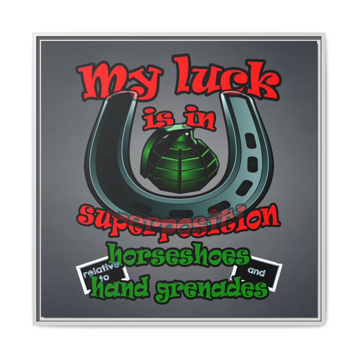 my luck - framed canvas art (grey-light grey)