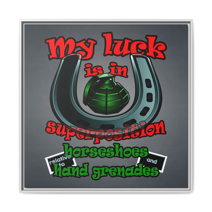 my luck - framed canvas art (grey-light grey)