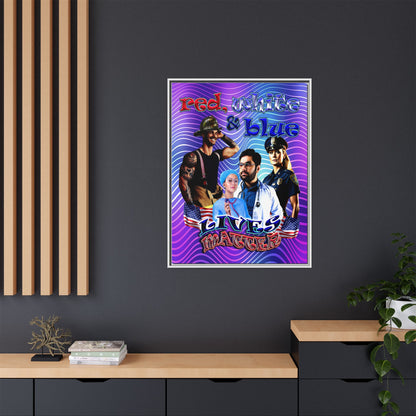 rw&b lives matter - framed canvas art (purple wave)