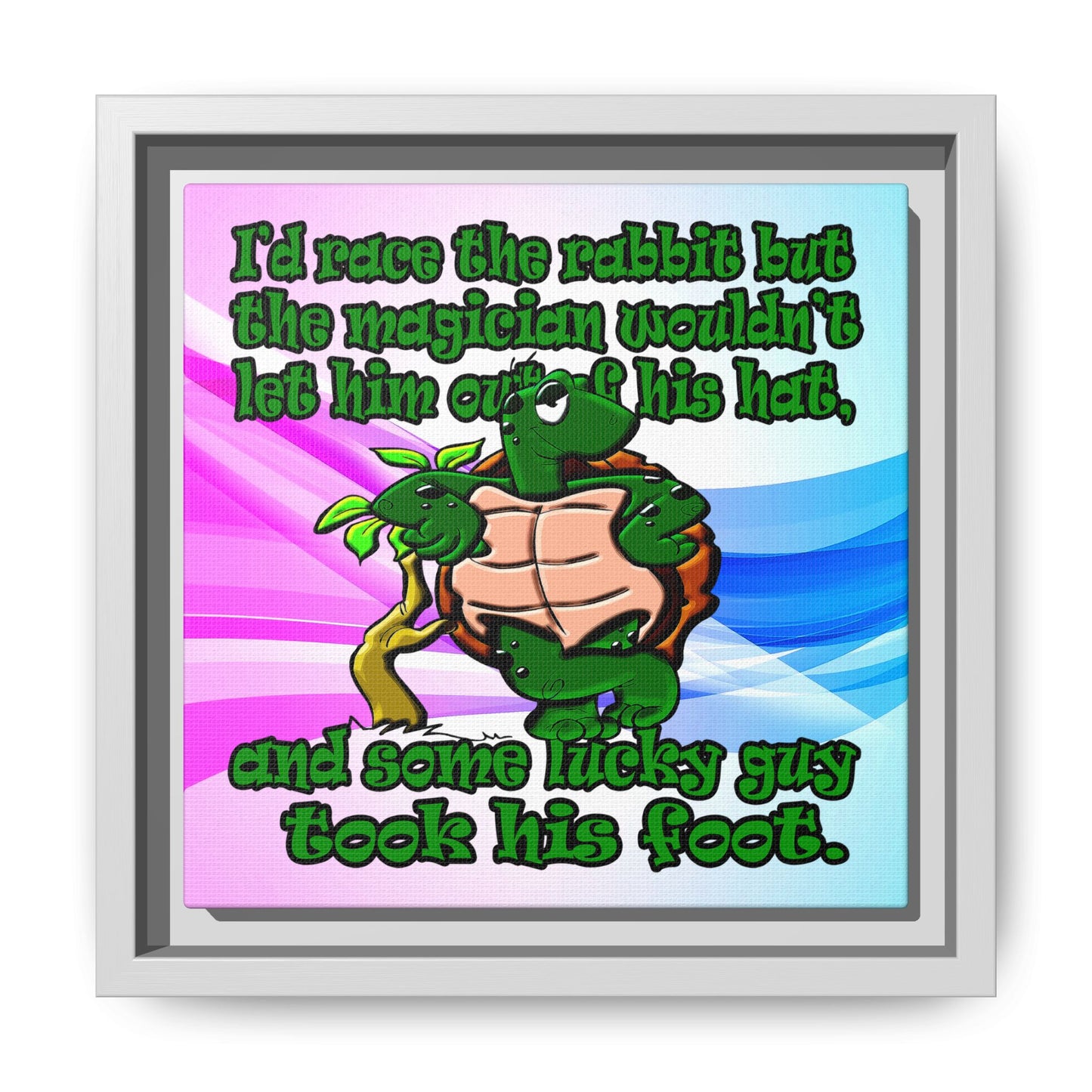 turtle race - framed canvas art (light blue-pink wave)