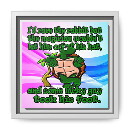turtle race - framed canvas art (light blue-pink wave)