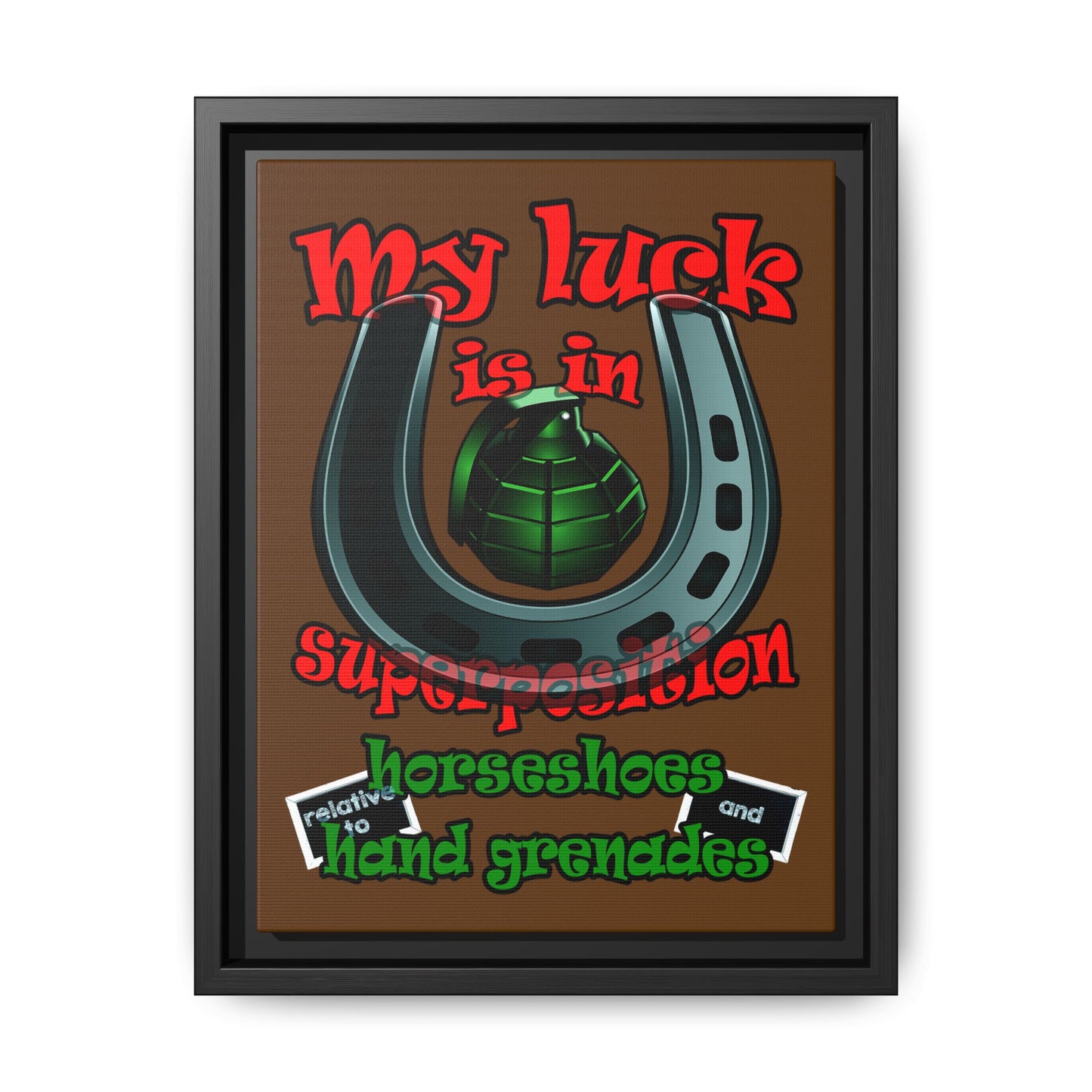 my luck - framed canvas art (brown)