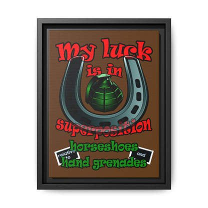 my luck - framed canvas art (brown)