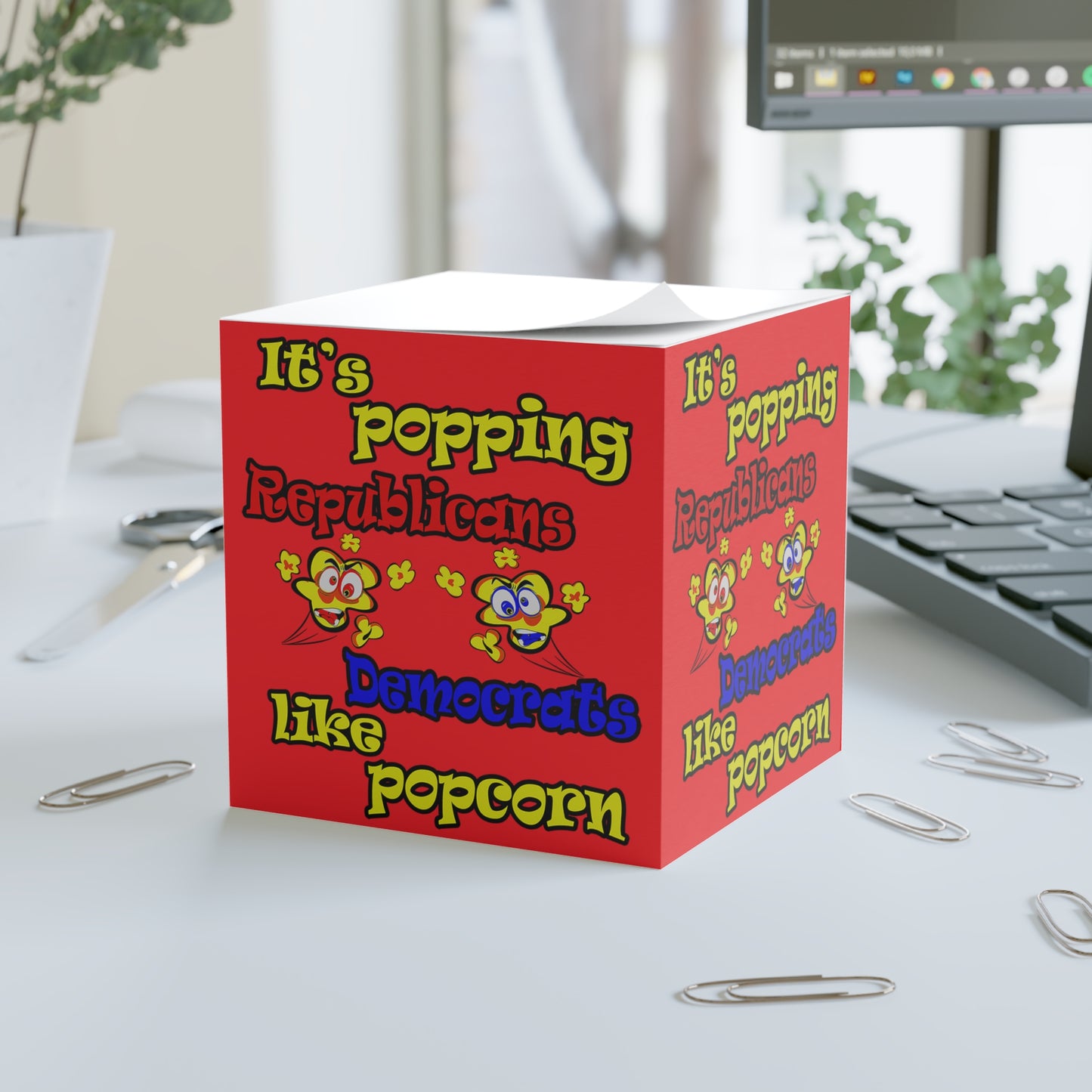 popping like popcorn - note cube (red)