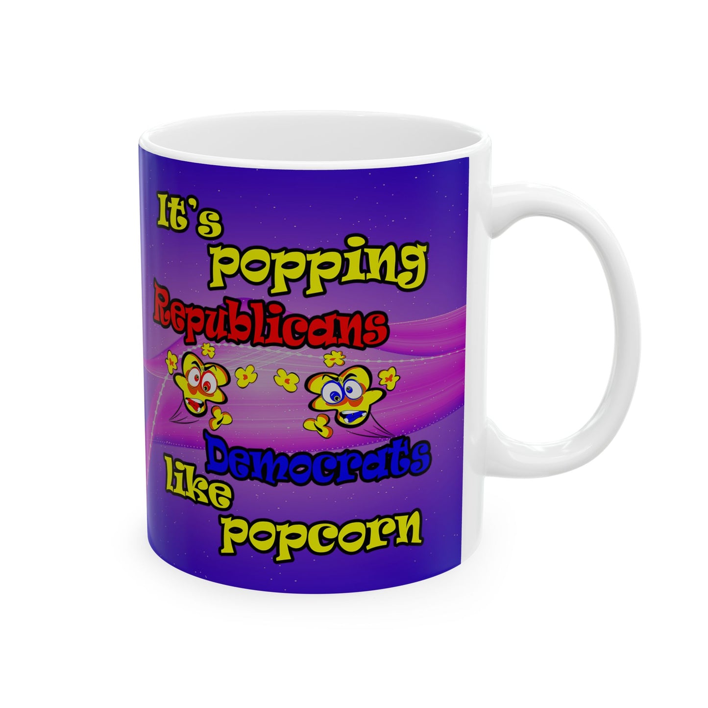 popping like popcorn - White Mug (purple-pink wave)