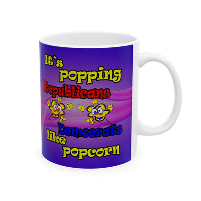 popping like popcorn - White Mug (purple-pink wave)