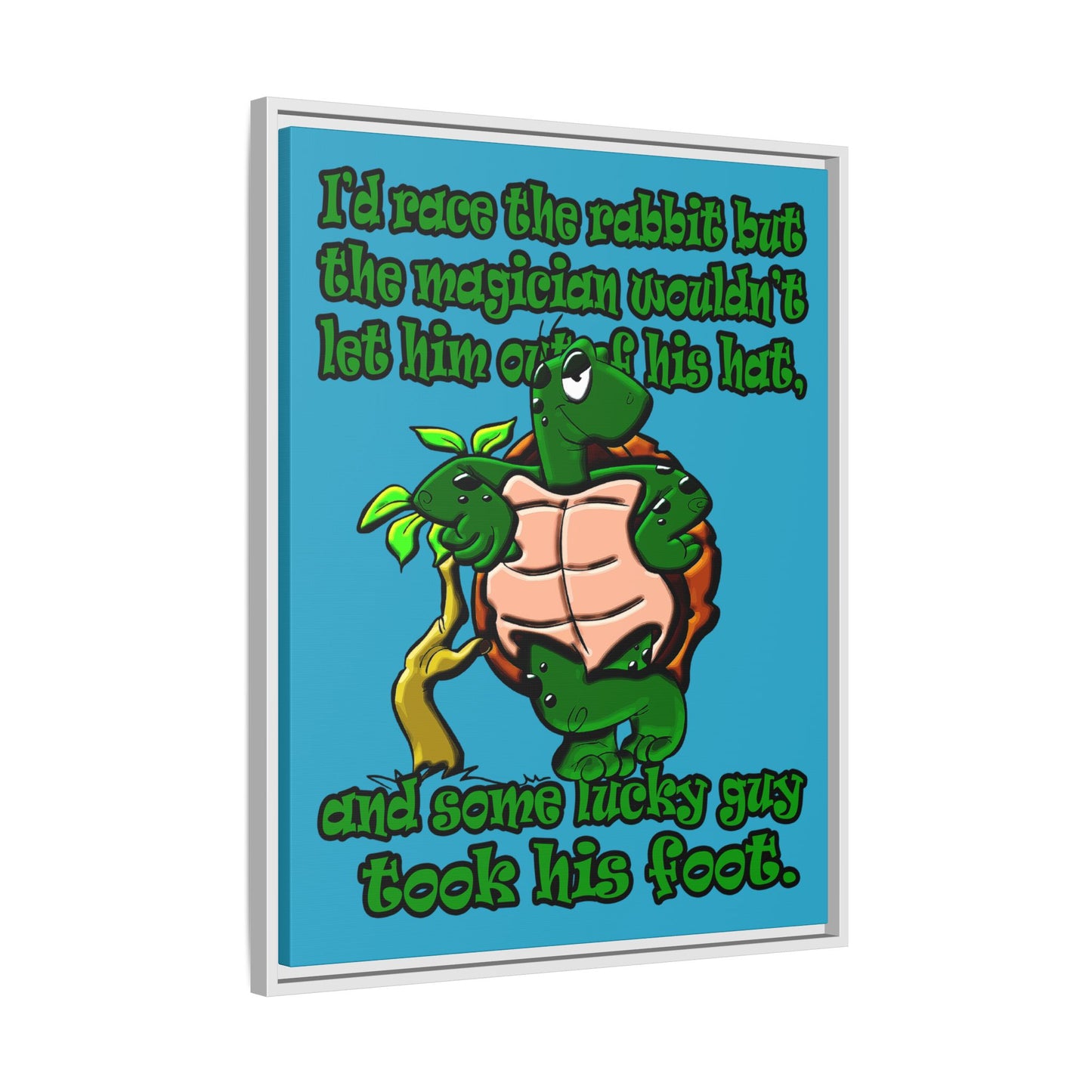 turtle race - framed canvas art (turquoise)