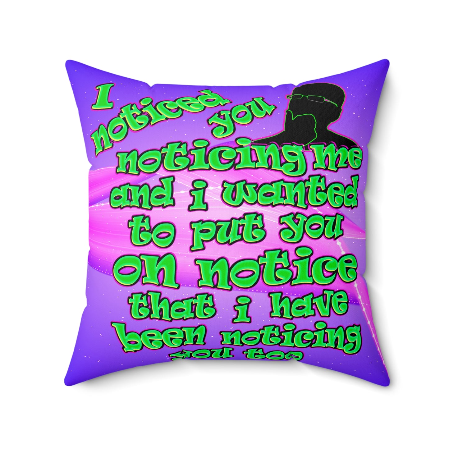 noticed you noticing - Spun Polyester Square Pillow - (purple-pink wave)